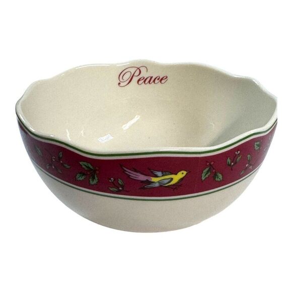 Spode Christmas Tree Bowls Set Of 2 Joy 5” & Peace 6” Ceramic Holiday Decor NEW - Picture 2 of 11